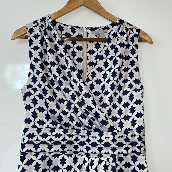 H&M Women's Navy Blue and White Faux Wrap Dress Size 8 - Picture 12 of 15
